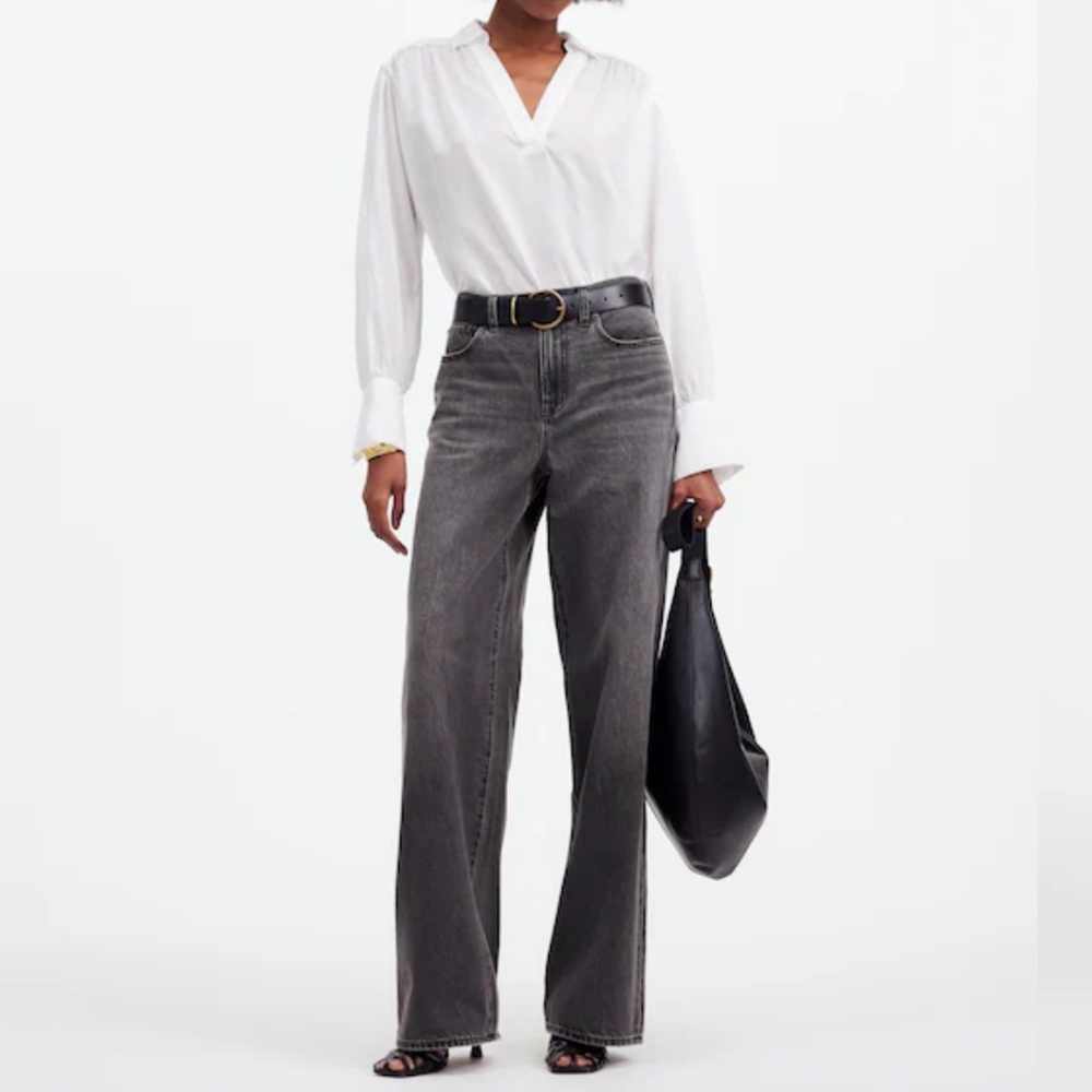 Madewell Superwide Leg Jean in black Kingswood wash,  Sz 30